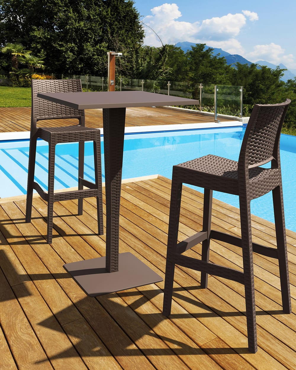Riva Bar 70×70 — Tavolo bar quadro alto